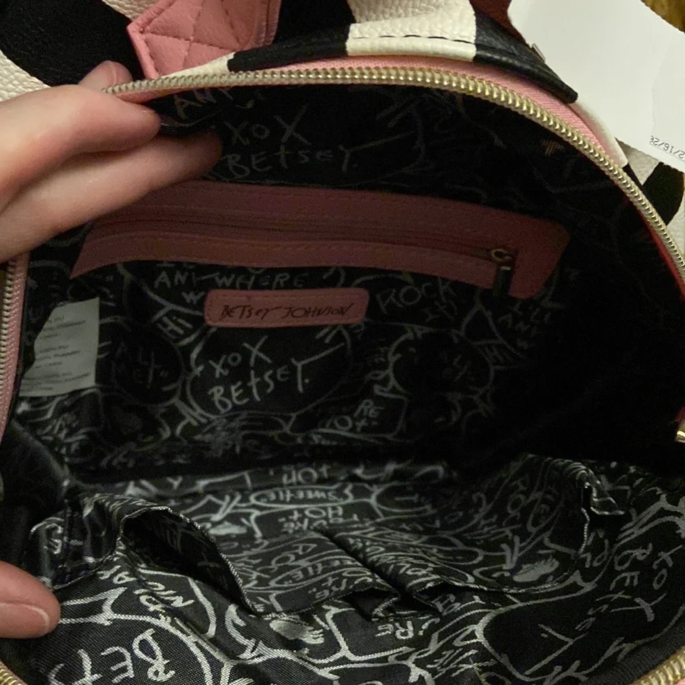 NWOT BETSEY JOHNSON mini flowered stripped convertible backpack - Picture 6 of 8